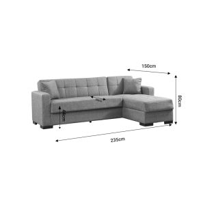 Coltar extensibil Kansas cu spatiu de depozitare maro din material textil 235x150x80 cm - imagine 5