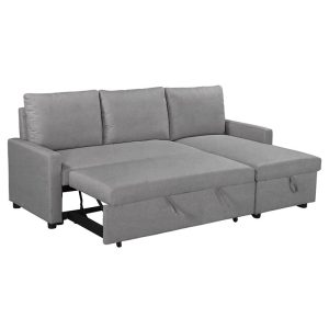 Coltar extensibil reversibil Infuse cu spatiu de depozitare material textil gri 203x130x88 cm - imagine 4