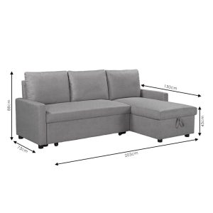 Coltar extensibil reversibil Infuse cu spatiu de depozitare material textil gri 203x130x88 cm - imagine 5