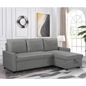 Coltar extensibil reversibil Infuse cu spatiu de depozitare material textil antracit 203x130x88 cm - imagine 3