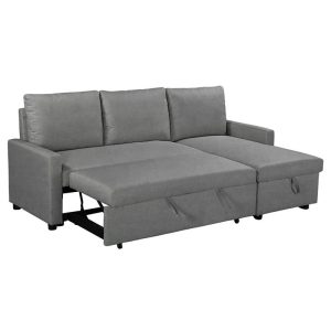 Coltar extensibil reversibil Infuse cu spatiu de depozitare material textil antracit 203x130x88 cm - imagine 4