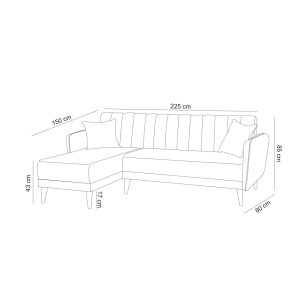 Coltar extensibil stanga Aqua Crem 225x85x150 cm - imagine 8