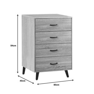 Comoda Adrenile cu sertare din MDF nuanta naturala si picioare din metal negru 80x40x84 cm - imagine 2