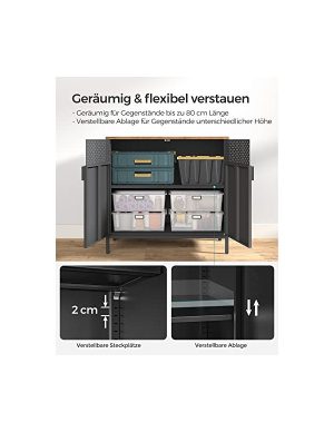 Comoda cu 2 usi, Songmics, 80 x 40 x 76 cm, LSC102B01, Gri - imagine 3