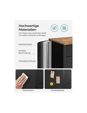 Comoda cu 2 usi, Songmics, 80 x 40 x 76 cm, LSC102B01, Gri - imagine 4