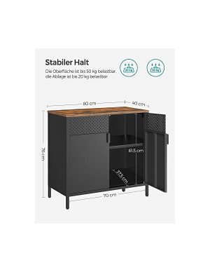Comoda cu 2 usi, Songmics, 80 x 40 x 76 cm, LSC102B01, Gri - imagine 5