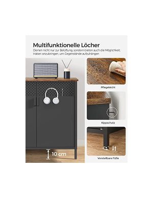 Comoda cu 2 usi, Songmics, 80 x 40 x 76 cm, LSC102B01, Gri - imagine 6