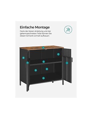 Comoda cu 2 usi, Songmics, 80 x 40 x 76 cm, LSC102B01, Gri - imagine 7