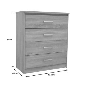 Comoda cu 4 sertare Olympus, Pako World, Stejar, 80x40x95 cm - imagine 5