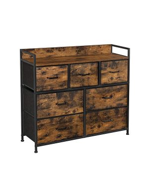 Comoda cu 7 sertare, Vasagle, 98 x 28.5 x 85, LTS137B01, Maro Rustic - imagine 7