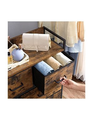 Comoda cu 7 sertare, Vasagle, 98 x 28.5 x 85, LTS137B01, Maro Rustic - imagine 2