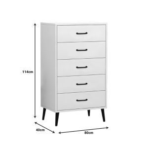 Comoda cu sertare Adrenile din MDF alb cu picioare din metal negru 80x40x114 cm - imagine 2