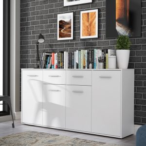 Comoda Drepen melamina alb 162.3x34.2x81.7 cm - imagine 2