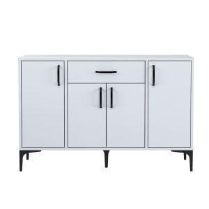 Comoda Luther alb melamina picior metal negru 120x40x78.5 cm - imagine 4