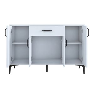 Comoda Luther alb melamina picior metal negru 120x40x78.5 cm - imagine 5