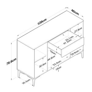 Comoda Luther alb melamina picior metal negru 120x40x78.5 cm - imagine 6