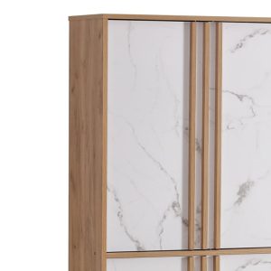 Comoda pentru pantofi Yamka stejar marmura melamina 74x38x174 cm - imagine 3