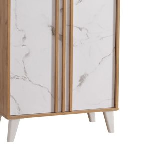 Comoda pentru pantofi Yamka stejar marmura melamina 74x38x174 cm - imagine 4