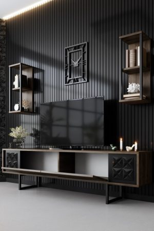 Comodă TV Black, Nuc- Negru - imagine 3