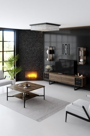 Comodă TV Black, Nuc- Negru - imagine 5