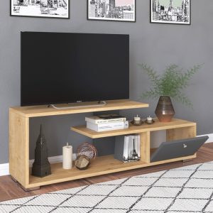 Comoda TV Botan, Pako World, Antracit, 120x30x42 cm - imagine 2