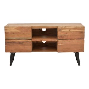 Comoda TV Dervie lemn masiv de acacia naturala 130x43.5x66.5 cm - imagine 2