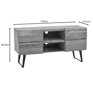 Comoda TV Dervie lemn masiv de acacia naturala 130x43.5x66.5 cm - imagine 8