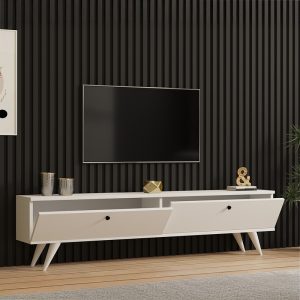 Comoda TV Jate, Pako World, Alb, 160x25x40 cm - imagine 3