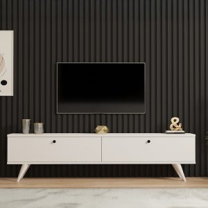 Comoda TV Jate, Pako World, Alb, 160x25x40 cm - imagine 4