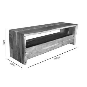 Comoda TV Konna lemn masiv de acacia nuanta nuc 140x40x45 cm - imagine 3