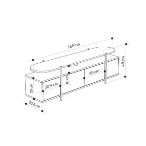 Comoda TV Ondine Pako World Gri 160x35.5x48 cm - imagine 5