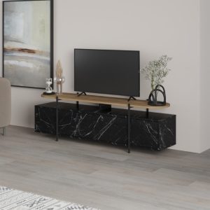 Comoda TV Ondine Pako World Negru 160x35.5x48 cm - imagine 2
