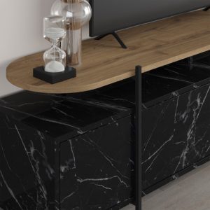 Comoda TV Ondine Pako World Negru 160x35.5x48 cm - imagine 4