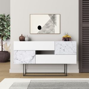 Comoda TV Roberta Pako World Alb 145x40x82 cm - imagine 2