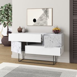 Comoda TV Roberta Pako World Alb 145x40x82 cm - imagine 3