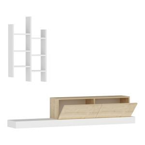Comoda TV Rumba, Pako World, Stejar-Alb, 180x30x31 cm - imagine 4