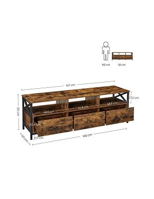 Comoda TV, Vasagle, 40 x 147 x 50 cm, LTV301B01, Maro Rustic - imagine 5