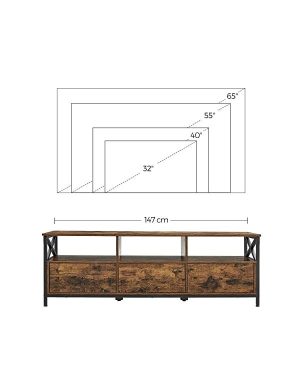Comoda TV, Vasagle, 40 x 147 x 50 cm, LTV301B01, Maro Rustic - imagine 6
