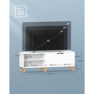 Comoda TV Vasagle Alb 140x40x45 cm - imagine 4