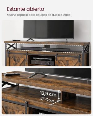 Comoda TV, Vasagle, Maro-Negru, 147x40x76 cm - imagine 4