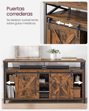 Comoda TV, Vasagle, Maro-Negru, 147x40x76 cm - imagine 5