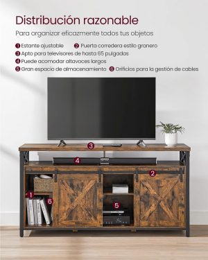 Comoda TV, Vasagle, Maro-Negru, 147x40x76 cm - imagine 6