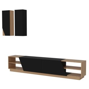 Comodă TV Zebra, Negru- Tec - imagine 3
