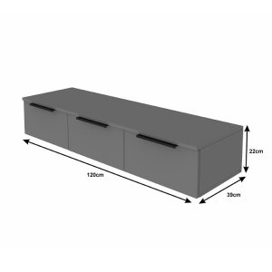 Consola cu 3 sertare Doha, Pako World, Gri inchis, 120x39x22 cm - imagine 5