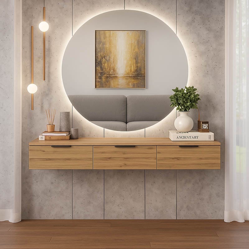 Consola cu 3 sertare Doha, Pako World, Negru-Stejar, 120x39x22 cm 2 Consola cu 3 sertare Doha, Pako World, Negru-Stejar, 120x39x22 cm - imagine 2