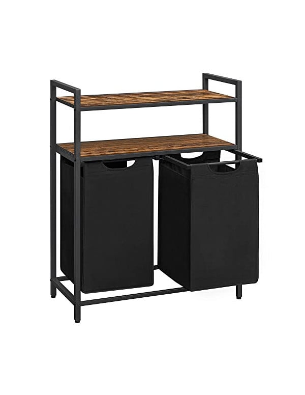 Consola de depozitare Vasagle, 2 cosuri de depozitare, Negru 1 Consola de depozitare Vasagle, 2 cosuri de depozitare, Negru