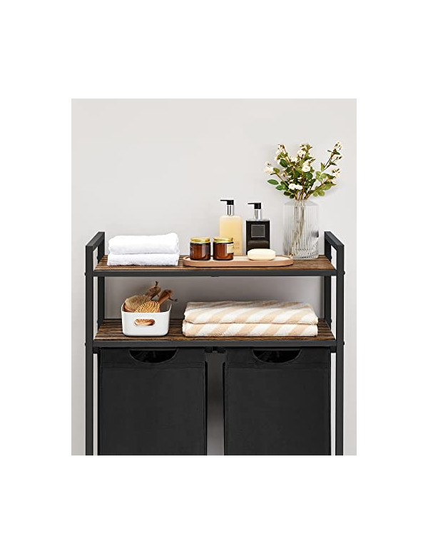 Consola de depozitare Vasagle, 2 cosuri de depozitare, Negru 3 Consola de depozitare Vasagle, 2 cosuri de depozitare, Negru - imagine 3