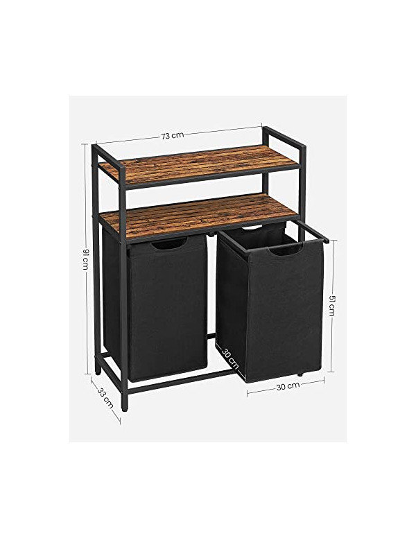 Consola de depozitare Vasagle, 2 cosuri de depozitare, Negru 4 Consola de depozitare Vasagle, 2 cosuri de depozitare, Negru - imagine 4