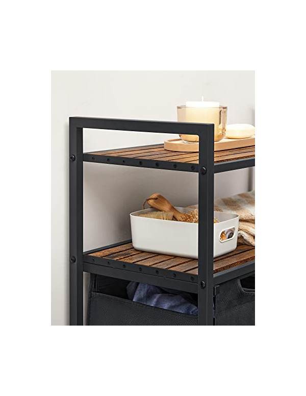 Consola de depozitare Vasagle, 2 cosuri de depozitare, Negru 7 Consola de depozitare Vasagle, 2 cosuri de depozitare, Negru - imagine 7