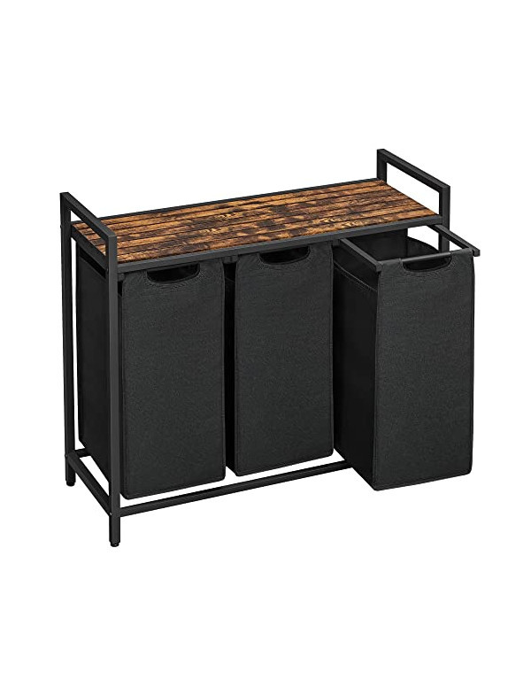 Consola de depozitare Vasagle, 3 cosuri de rufe, BLH301B01, Maro Rustic 2 Consola de depozitare Vasagle, 3 cosuri de rufe, BLH301B01, Maro Rustic - imagine 2